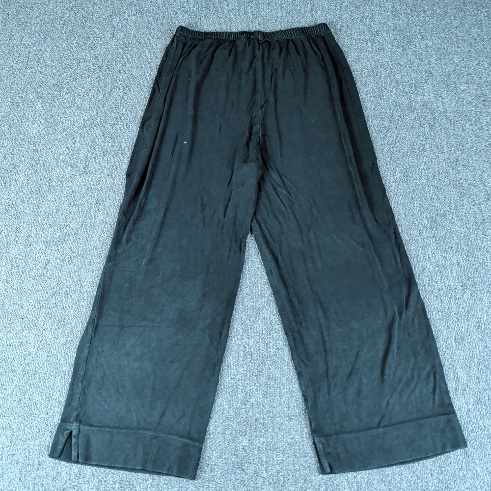 Chico's Travelers Size 1 Women Black Wide Leg Cropped Elastic Waist Pants Slit‎ - Picture 5 of 11